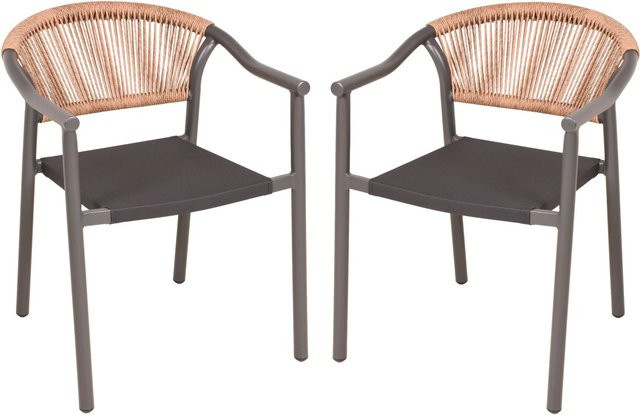 Garden Pleasure Stapelstühle NOVARA aus Aluminium mit Armlehnen in Anthrazit, 2er Set - Bild 1
