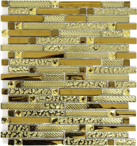 HuH Mosaik Mosaikfliese Qin Shi Wandbelag in Gold mit Steinoptik, B: 33,8 cm, H: 29,8 cm - Bild 1