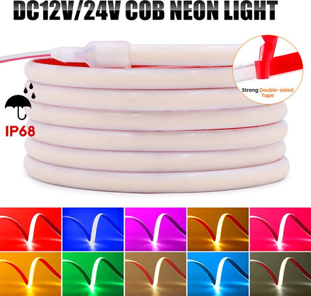 XUNATA COB-LED-Streifenlicht IP68 wasserdicht, 24 V, weißes LED-Neonband aus Silikon mit hoher LED-Dichte für den Außenbereich und Schwimmbecken - Bild 1