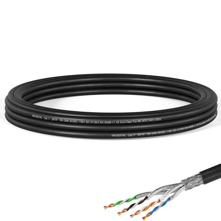 hb-digital CAT 7 LAN Datenkabel für Außenbereich, S/FTP, 1000 MHz, Schwarz, 5 m - Bild 2