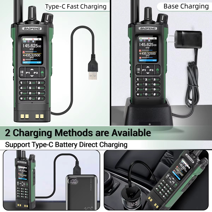 Baofeng UV-32 GPS Walkie-Talkie 10W Multiband Bluetooth Programmierbares Funkgerät mit Frequenzkopierfunktion NOAA AM/FM Typ-C Langstrecken-Amateurfunkgerät für Jagd und Outdoor - Bild 7