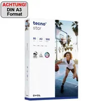 tecno Kopierpapier Star A3, weiß, 80 g/m², 500 Blatt, PEFC-zertifiziert - Bild 1