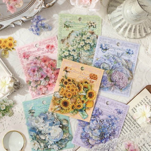 30-teiliges Set bunte Blumen-Aufkleber mit Vasen-Motiven für DIY-Bastelarbeiten und Tagebuch-Dekoration, Multicolor - Bild 1