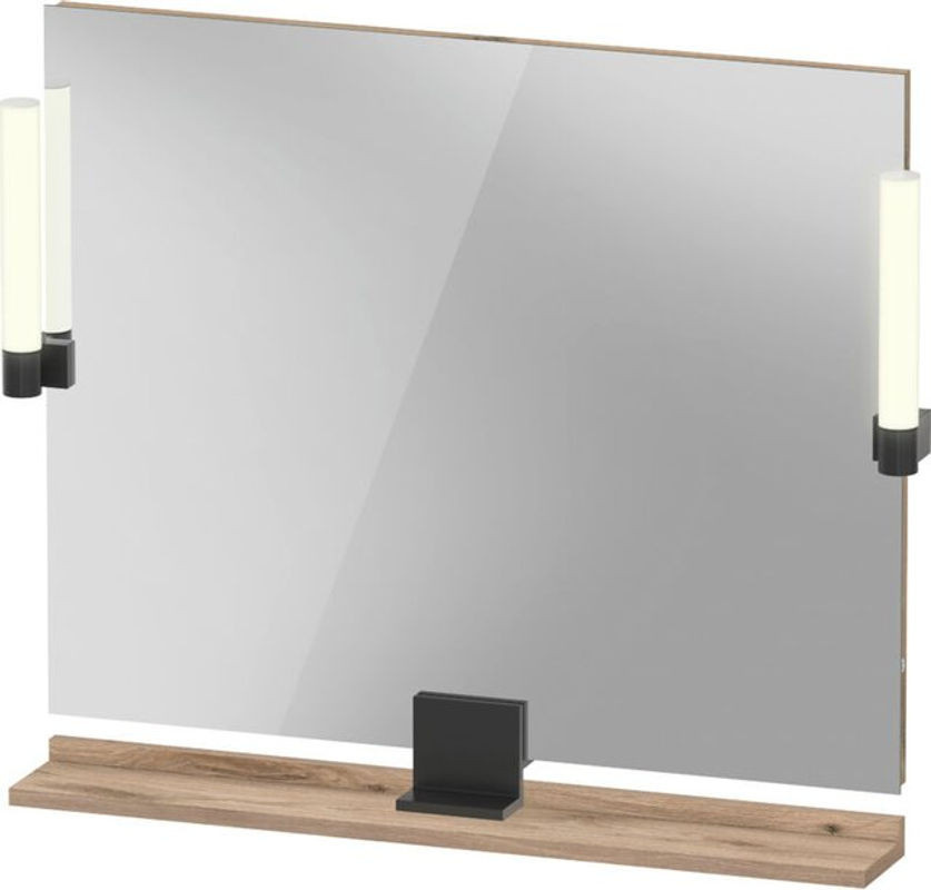Duravit Sivida Spiegel mit LED-Beleuchtung und Ablage in Diamantschwarz Matt, B/H/T: 85 x 65 x 3,6 cm - Bild 1