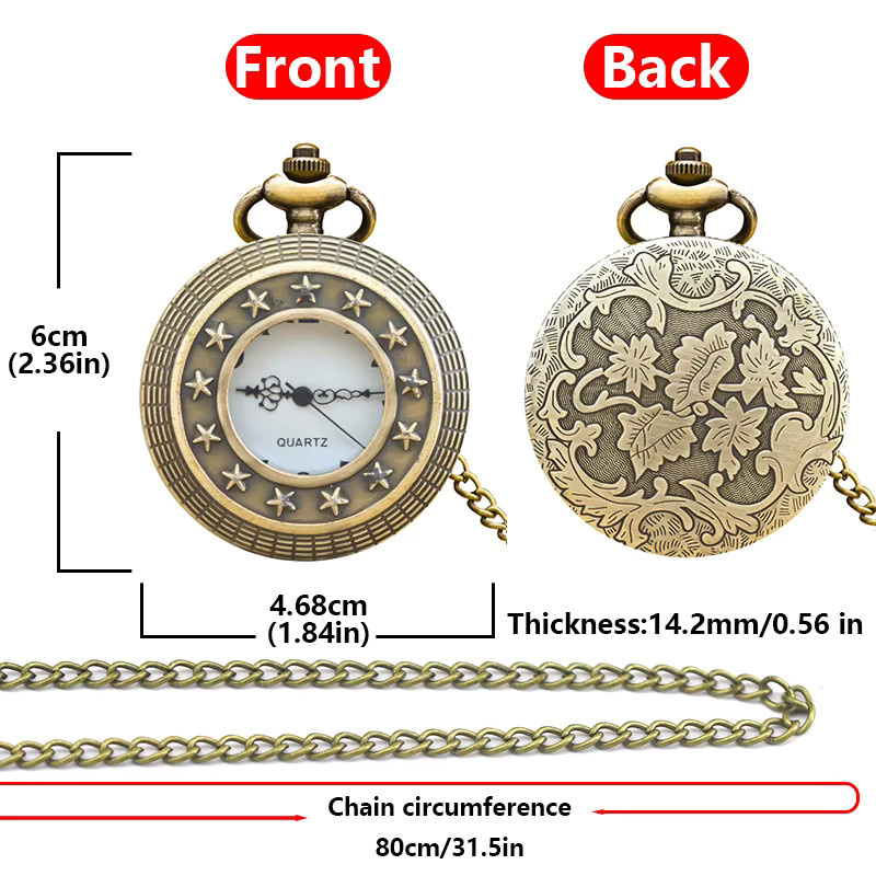Wecin Taschenuhr, Quarz, Bronze, Messing, Unisex - Bild 3