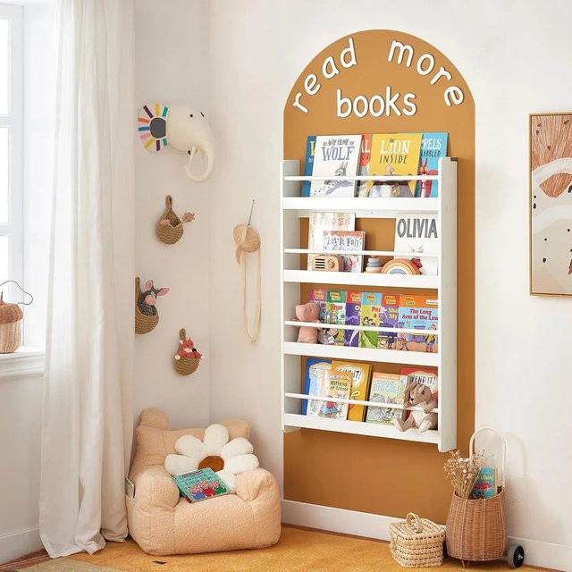 SoBuy KMB08 Kinderregal Wandregal Weiß mit 4 Ablagen für das Kinderzimmer - Bild 2