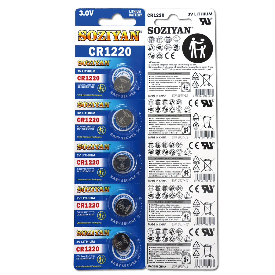 WHITECRANE CR1220 Lithium-Knopfzellenbatterie 3 V in Silber - Bild 3