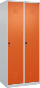 C+P Wäsche-Spind Classic PLUS mit 2 Abteilen, Lichtgrau und Reinorange, Stahl, H x B x T: 185 x 80 x 50 cm - Bild 1