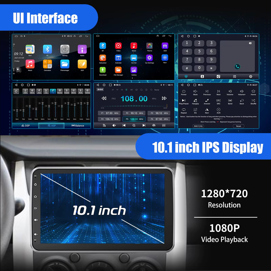 ESSGOO Universal Autoradio mit Android 15, 10.1 Zoll Touchscreen, 64 GB Speicher, 360 Grad drehbar, Wireless CarPlay, Android Auto, GPS, WiFi, Bluetooth und FM, Schwarz - Bild 5