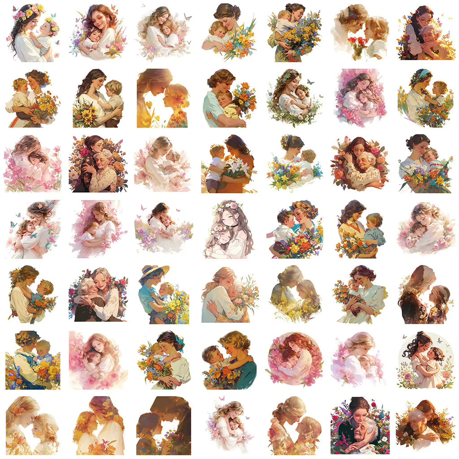 50 Stück transparente florale Muttertagsaufkleber von AnimeWorlds Store, wasserfeste PET-Aufkleber in Multicolour für Gitarren und Tagebücher - Bild 2