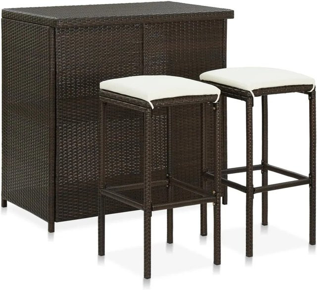 vidaXL 3-tlg. Bar Set aus PE-Rattan in Braun und Cremeweiß - Bild 1