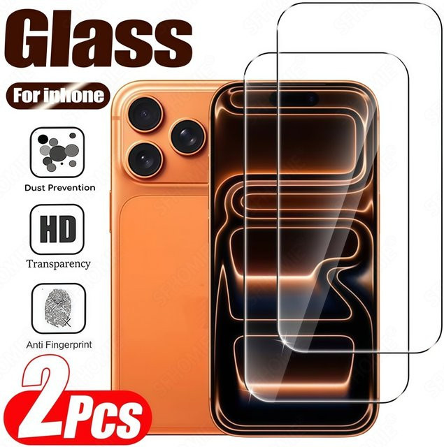 2er Set SFHOMIE HD Gehärtetes Glas Displayschutzfolie für iPhone 11 bis iPhone 17 Pro Max und Plus, Transparent - Bild 1