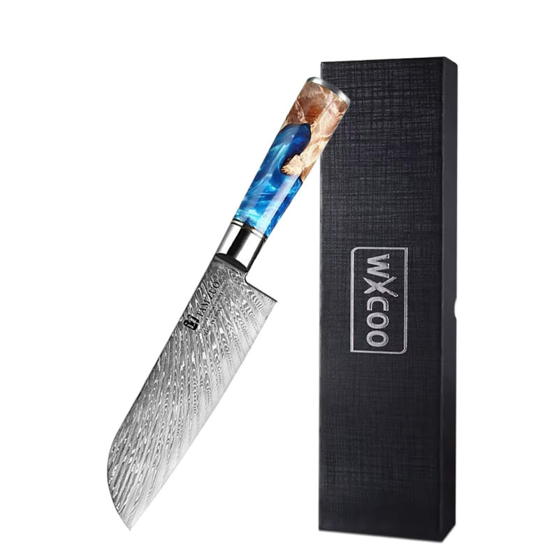 WXCOO Japanisches Santoku-Küchenmesser mit Damastmuster und Aufbewahrungsbox - Bild 7