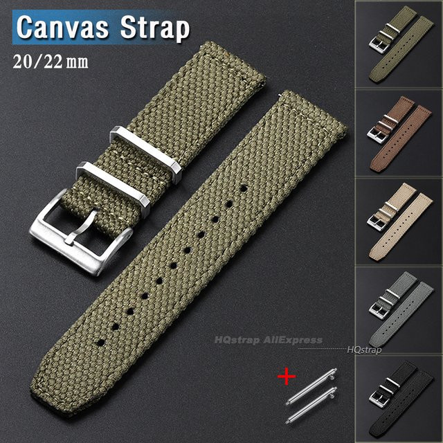 HQstrap Uhrenarmband, Nylon-Canvas-Baumwolle, Schwarz, Unisex - Bild 1