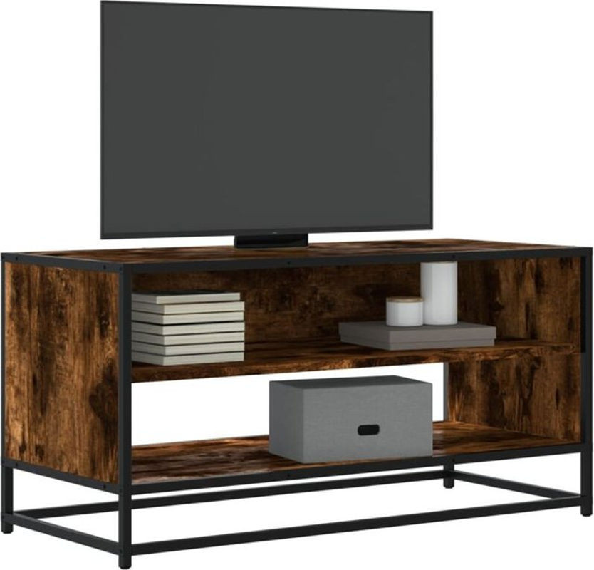 Vidaxl TV-Schrank Industrial in Räuchereiche Braun aus Holzwerkstoff und Metall, B/T/H: 91 x 40 x 46 cm - Bild 1