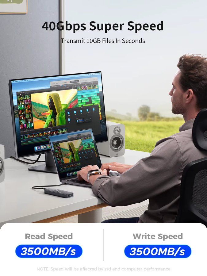 ORICO USB4 NVMe M.2 Gehäuse mit 40 Gbit/s, Aluminium, Grau, kompatibel mit Thunderbolt 3/4 für Mac Mini und iMac - Bild 2