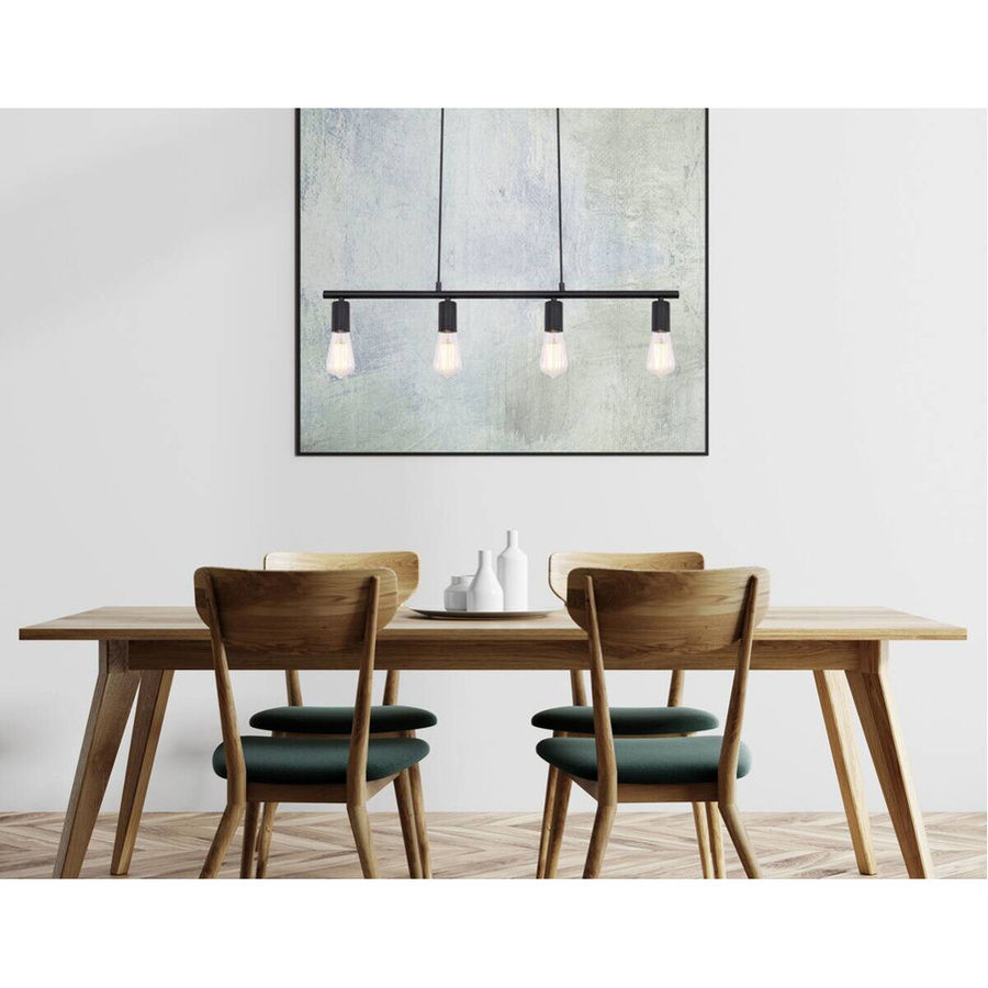 Globo Pendelleuchte Martha in Schwarz aus Metall im Vintage-Design mit 4 E27 Fassungen, B/H/L: 5,2 x 120 x 80 cm - Bild 2