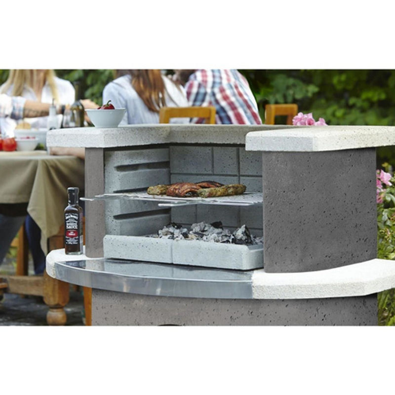 Buschbeck Grillkamin Stockholm bunt mit höhenverstellbarem Grillrost und Holzfach - Bild 2