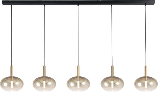 Masterlight Lido LED-Pendelleuchte 5-flammig in Gold mit ovalen Glaselementen - Bild 1