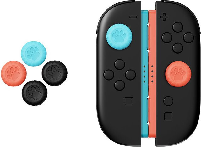4er-Set Katze Silikon Thumbstick-Grip-Caps für Nintendo Switch Joy-Con und Pro Controller, Multicolor - Bild 1
