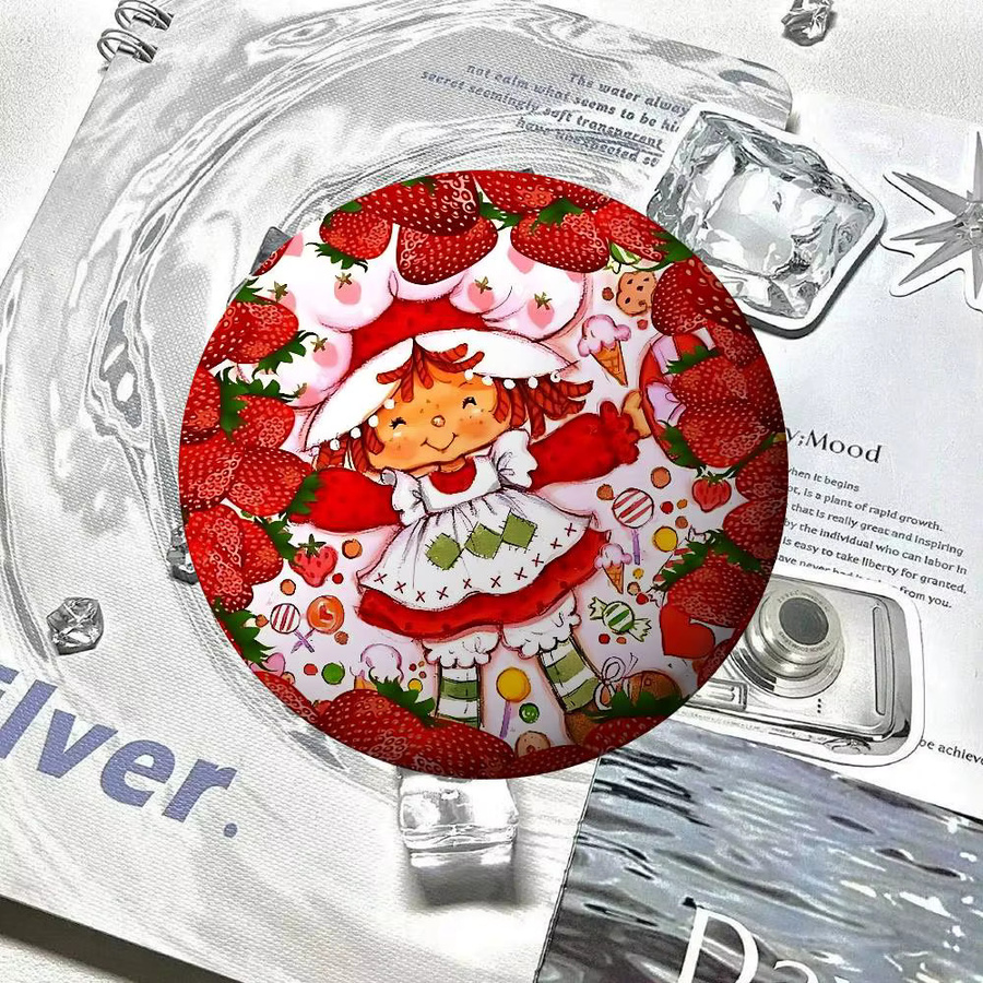 Bilibili Puppen-Anstecknadeln mit Erdbeer-Kuchen-Motiv in Multicolour, runde dekorative Accessoires - Bild 3