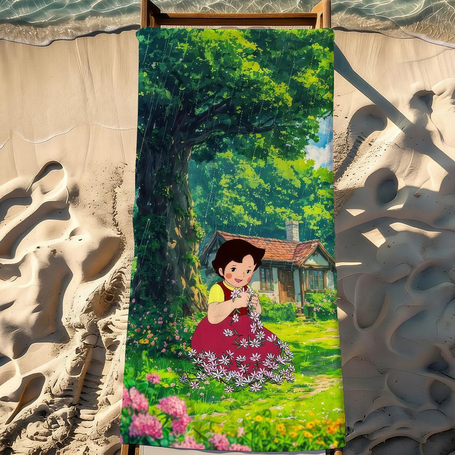 Cartoon H-Heidi Strandhandtuch von JINGYUE Pet, schnelltrocknend und sanddicht, B/H: 40 x 70 cm, mehrfarbig - Bild 3