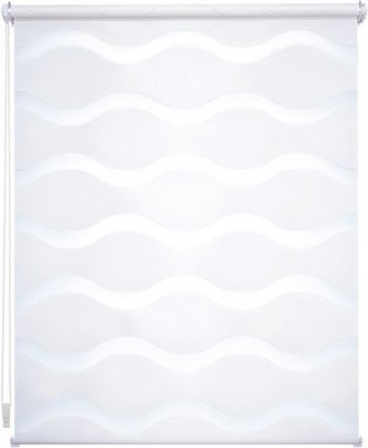 LIEDECO Duo-Rollo aus Polyester mit Wellen-Muster in Weiss, semi-transparent, B: 150 cm, H: 40 cm - Bild 1