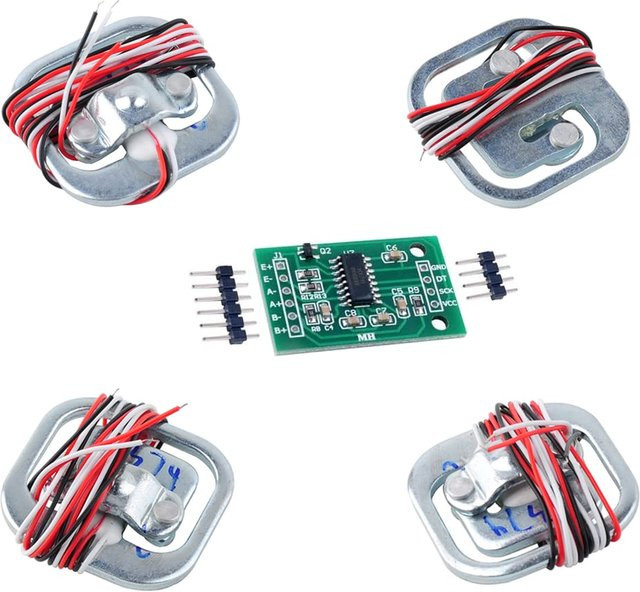 DIYmall Set aus 4 Wägezellen Halbbrücke 50 kg und 1 HX711 Verstärker AD-Modul für Arduino zur Konstruktion einer Körperwaage - Bild 1
