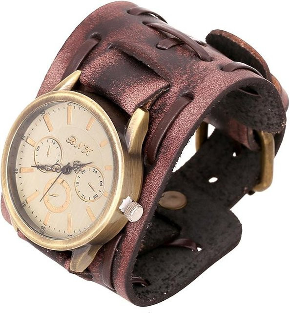 YIRAN Armbanduhr, Quarz, Leder, Schwarz, Herren - Bild 1