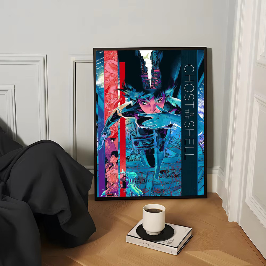 Kayou Ghost In The Shell Anime Poster Selbstklebender Wasserdichter Wandaufkleber aus Papier für Kaffeehaus, Bar und Zimmer - Bild 5