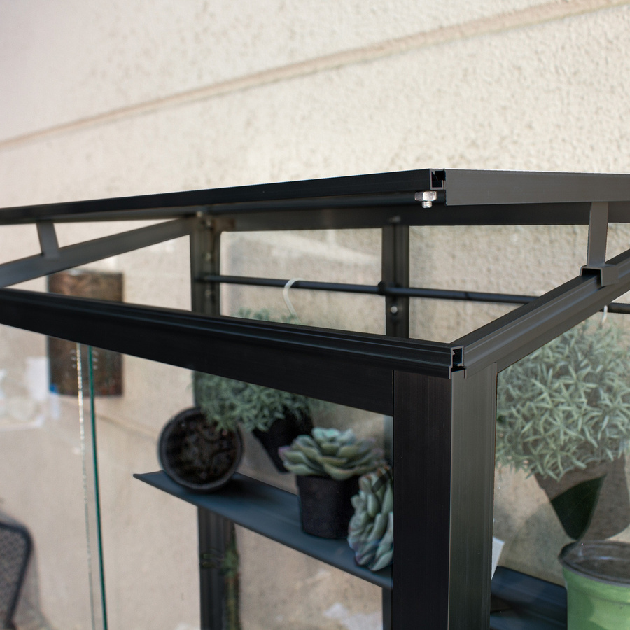 Vitavia Balkongewächshaus Polis Schwarz mit Rollfundament und 3 mm ESG-Glas, 0,35 m² - Bild 3