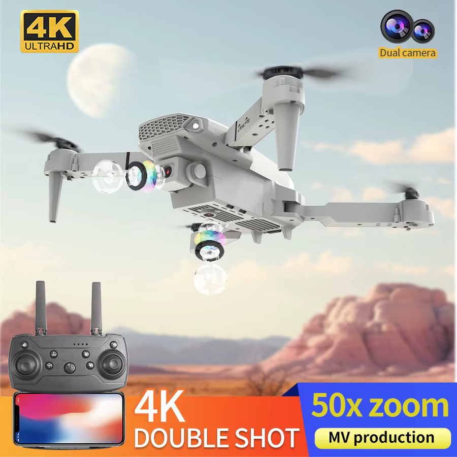 E88 Professionelle HD 4K RC-Drohne mit Weitwinkelkamera, faltbarer Quadcopter in Schwarz - Bild 2