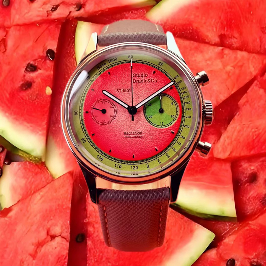 Hanboro Chronograph, Handaufzug, Edelstahl, 40 mm, Leder, Herren - Bild 2