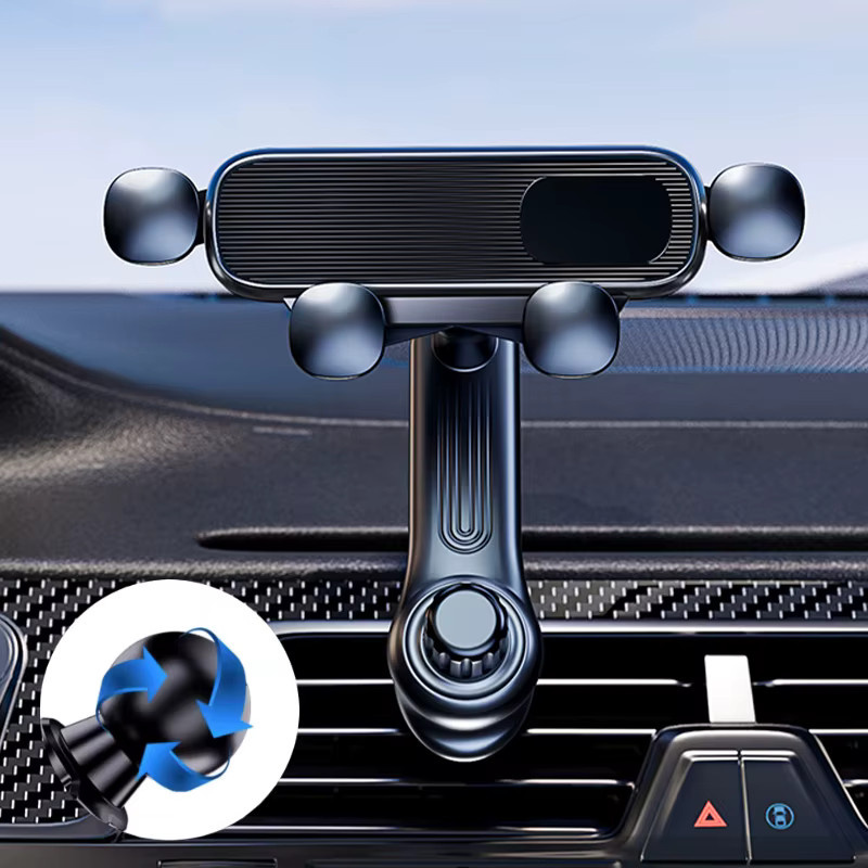 SEAMETAL Gravity Autotelefonhalter für Lüftungsschlitze in Schwarz mit 360-Grad-Rotation und Teleskopfunktion für Smartphones von 4,7 bis 7 Zoll - Bild 2