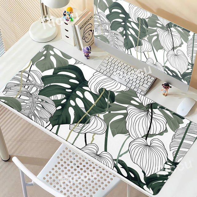 Riccu XXL Mousepad Monstera Deliciosa mit grünem tropischem Pflanzenmuster - Bild 1