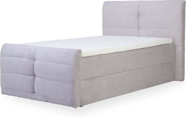 Boxspringbett HARPER EUREKA in Braun mit Stoffbezug, B/T: 120 x 200 cm - Bild 1