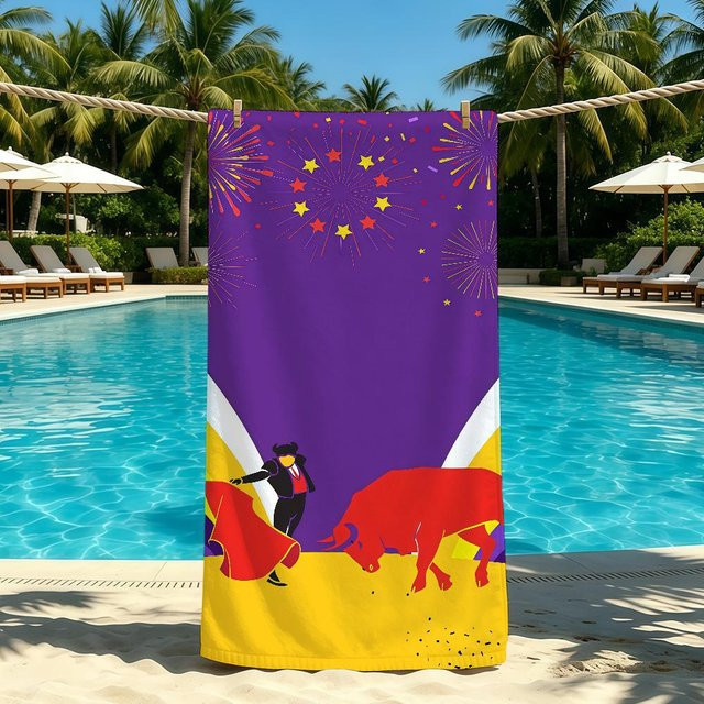 JMG Household Supplies Strandhandtuch Stierkampf Motiv, schnelltrocknend und super saugfähig, Mehrfarbig, B/H: 80 x 160 cm - Bild 1
