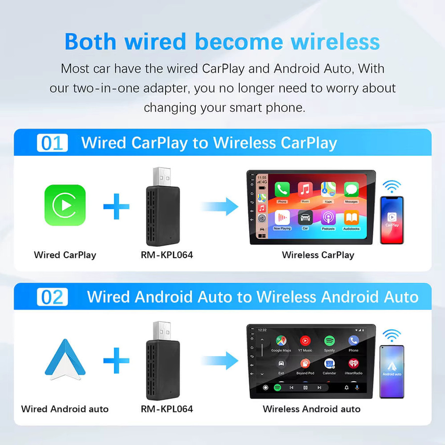 EzoneTronics Mini 2-in-1 Wireless CarPlay Dongle und Android Auto Adapter AI Smart Box in Schwarz - Bild 4