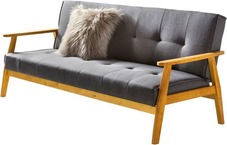 SalesFever Schlafsofa im skandinavischen Design, Grau, B/T/H: 190 x 85 x 81 cm - Bild 2