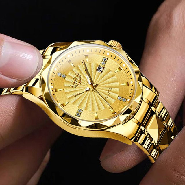 LIGE Armbanduhr Chronograph, Quarz, Edelstahl, Gold, Herren - Bild 1
