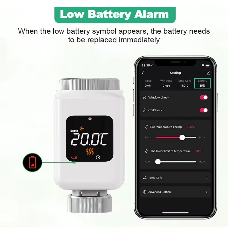 Tuya Zigbee Smart Home Thermostat mit App-Steuerung und WiFi für dein Heizkörperthermostatventil in Weiß - Bild 2