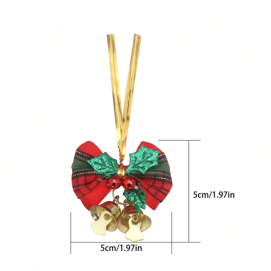 Grüne Weihnachtsschleifen mit Glocken zum Basteln für Weihnachtsbaumschmuck und Geschenkverpackungen - Bild 2