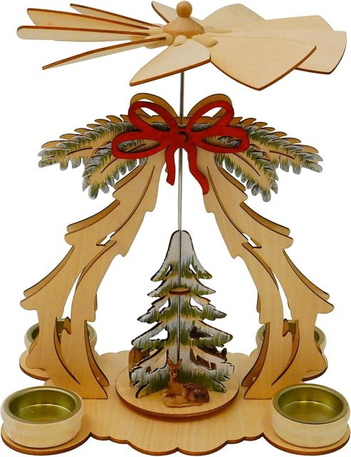 HTI-Living Tischpyramide aus Holz mit Tannenbaum und Schleife in Multicolour für Advent und Weihnachten - Bild 1