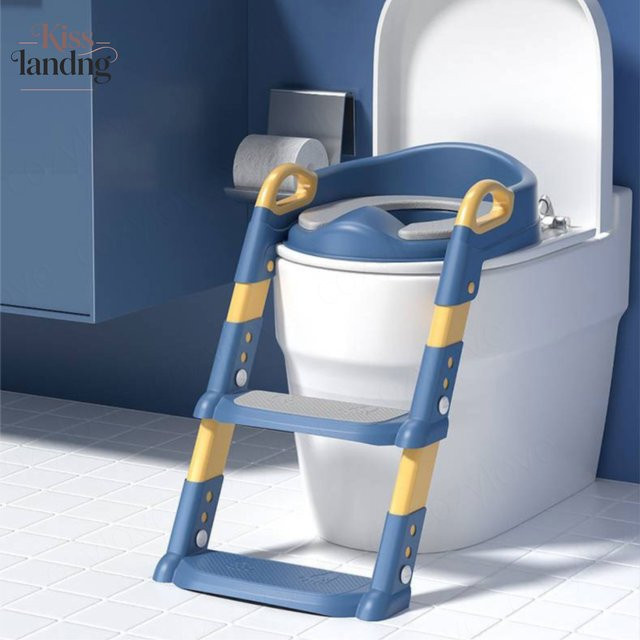 Kisslanding Kleinkind-Toilettentrainer-Sitz mit Trittleiter in Blau, höhenverstellbarer und rutschfester Töpfchen-Trainingsstuhl für Kinder - Bild 1