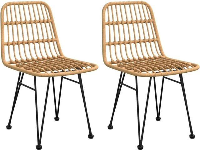 Furnicato Gartenstühle Set aus 2 Stück aus PE-Rattan in Braun und Beige, B/T/H: 48 x 62 x 84 cm - Bild 1