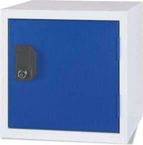 STIER Schließfachwürfel aus Stahlblech, stapelbar, Farbe: lichtgrau und enzianblau, B/T/H: 45 x 45 x 45 cm - Bild 1