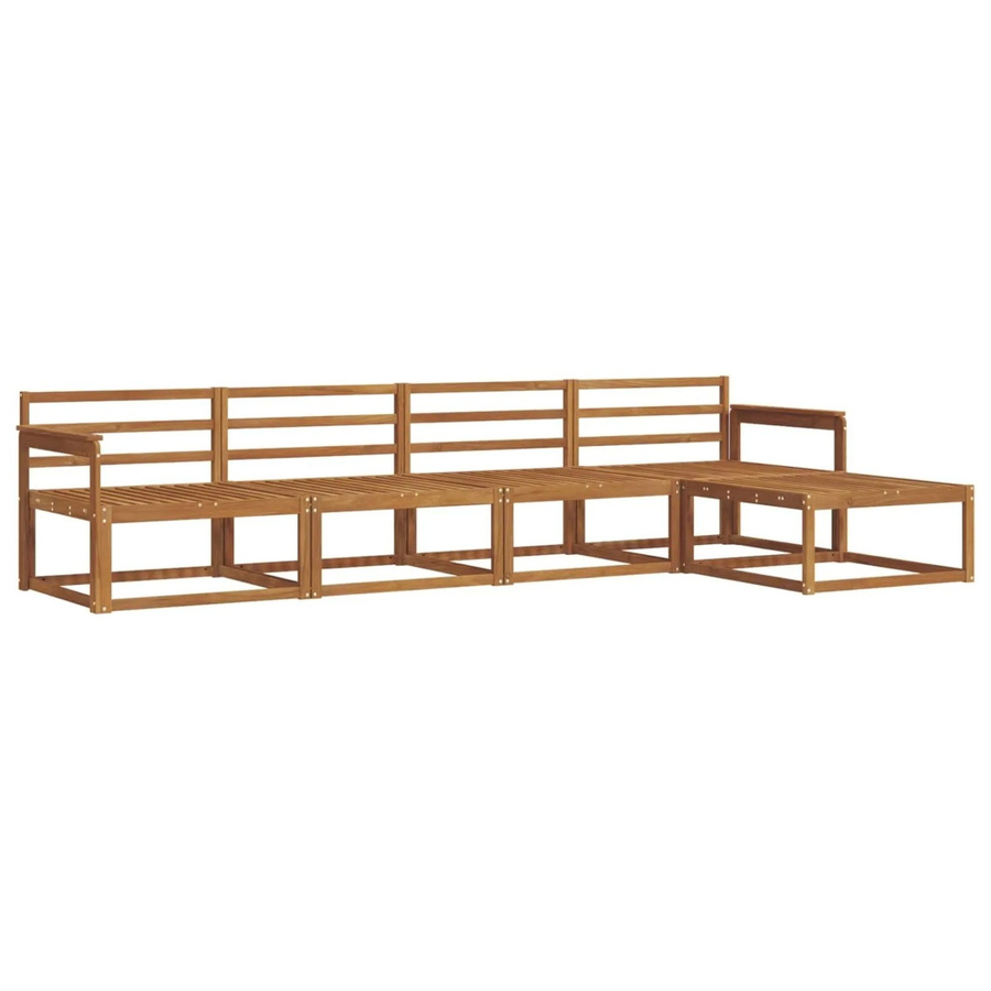 vidaXL Outdoor-Sofagarnitur 5-teilig aus Massivholz Akazie in Braun, L-Form mit Hocker und Armlehnen - Bild 2