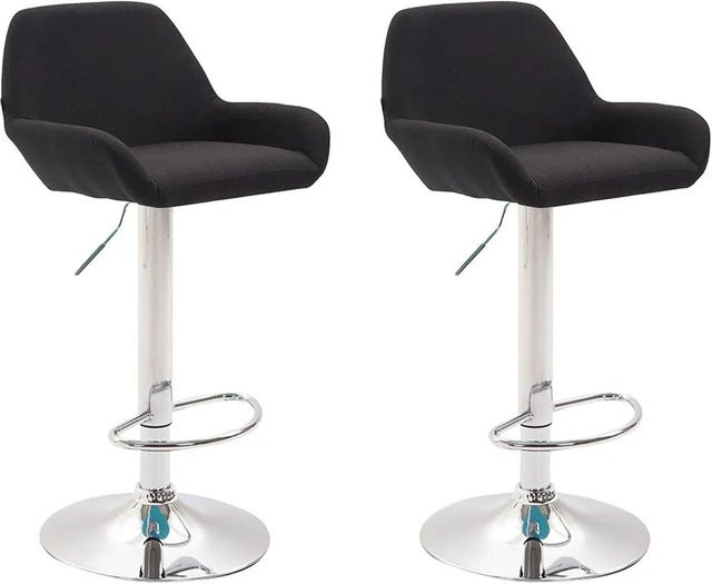DELUKE Barhocker Dublin 2er Set Schwarz Stoff mit Chromgestell und Lehne - Bild 1
