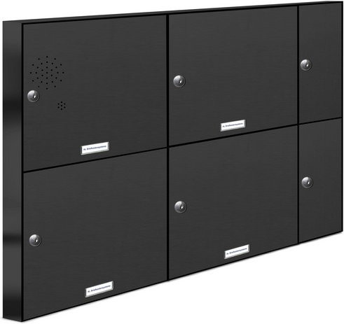 AL Briefkasten für 4 Parteien, Briefkastenanlage aus Stahl, grau, B/H/T: 91,6 x 68,4 x 11,6 cm - Bild 1