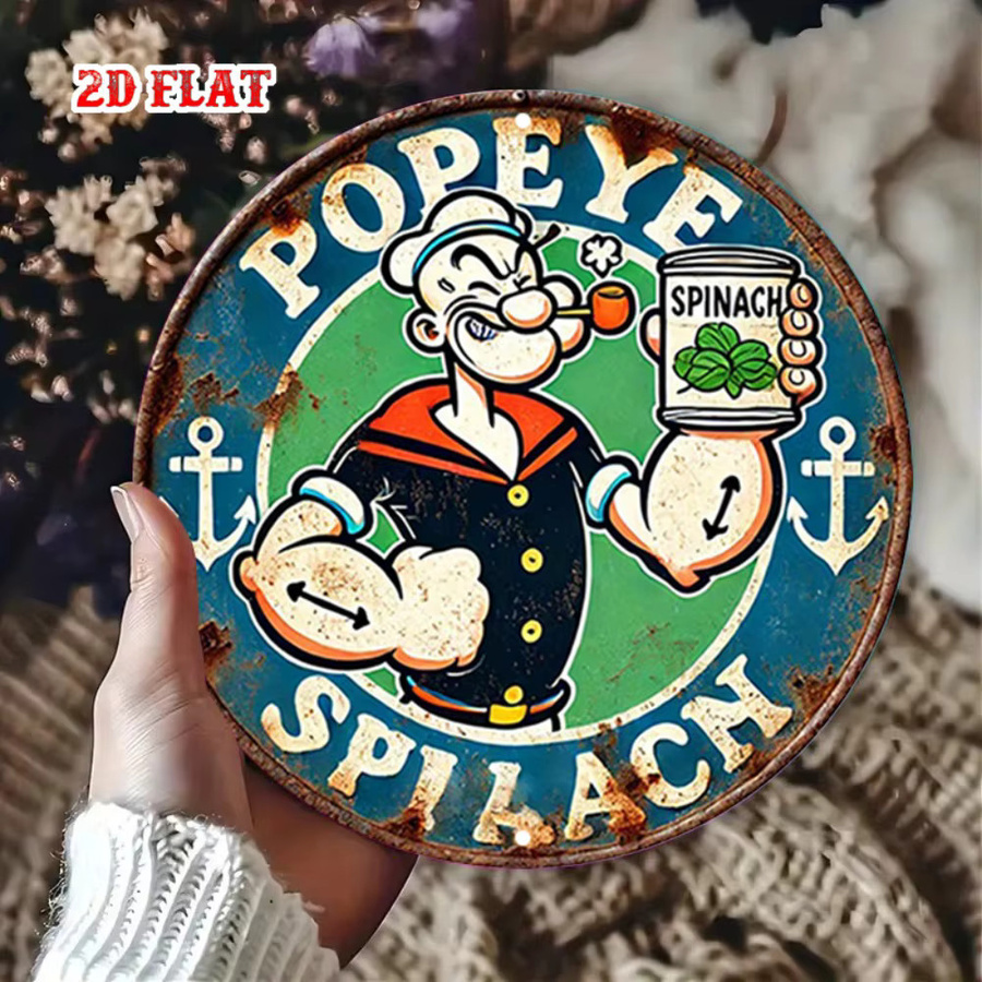 BobaFish Rundes Metallschild Spinat Retro Wandkunst Durchmesser: 20,3 cm - Bild 4